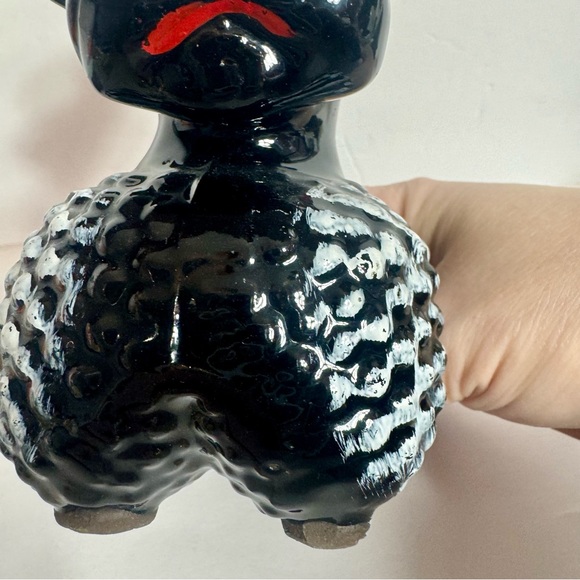 Vintage Redware Black Glaze Standing Poodle Figurine. Approx. 5.5”h x 5”l. - Picture 5 of 12